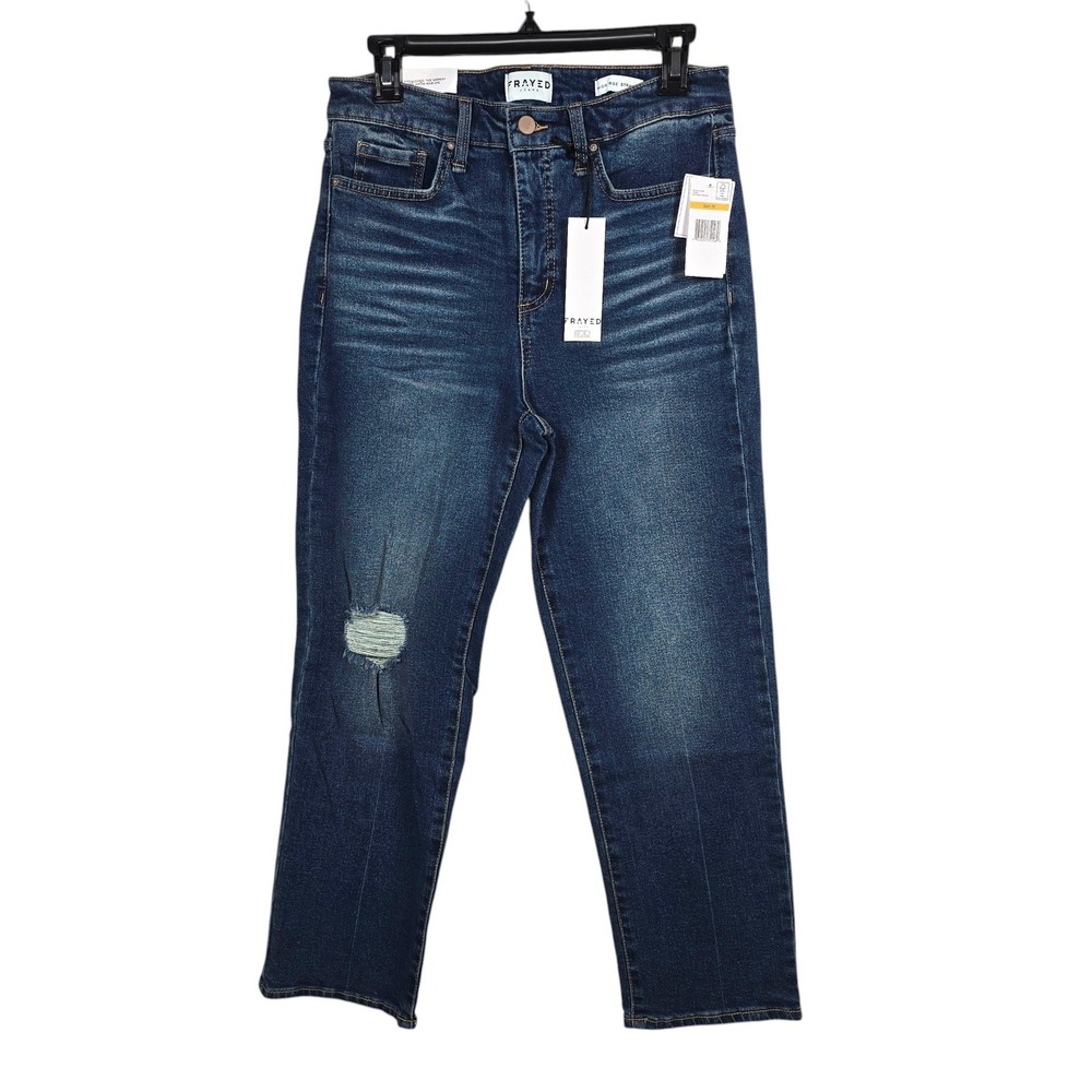 Frayed Jeans Woman Size 29 Litany High Rise Straight Leg Medium Dark Wash NWT‎
